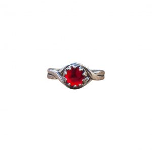 2147 Primitive Twist Sterling Silver Adjustable Ring Ruby