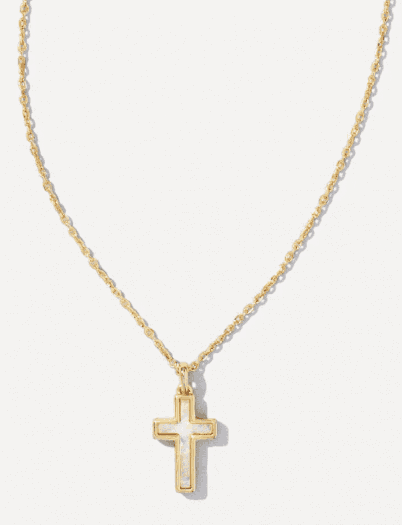 4997 Cross Necklace Gold Opal